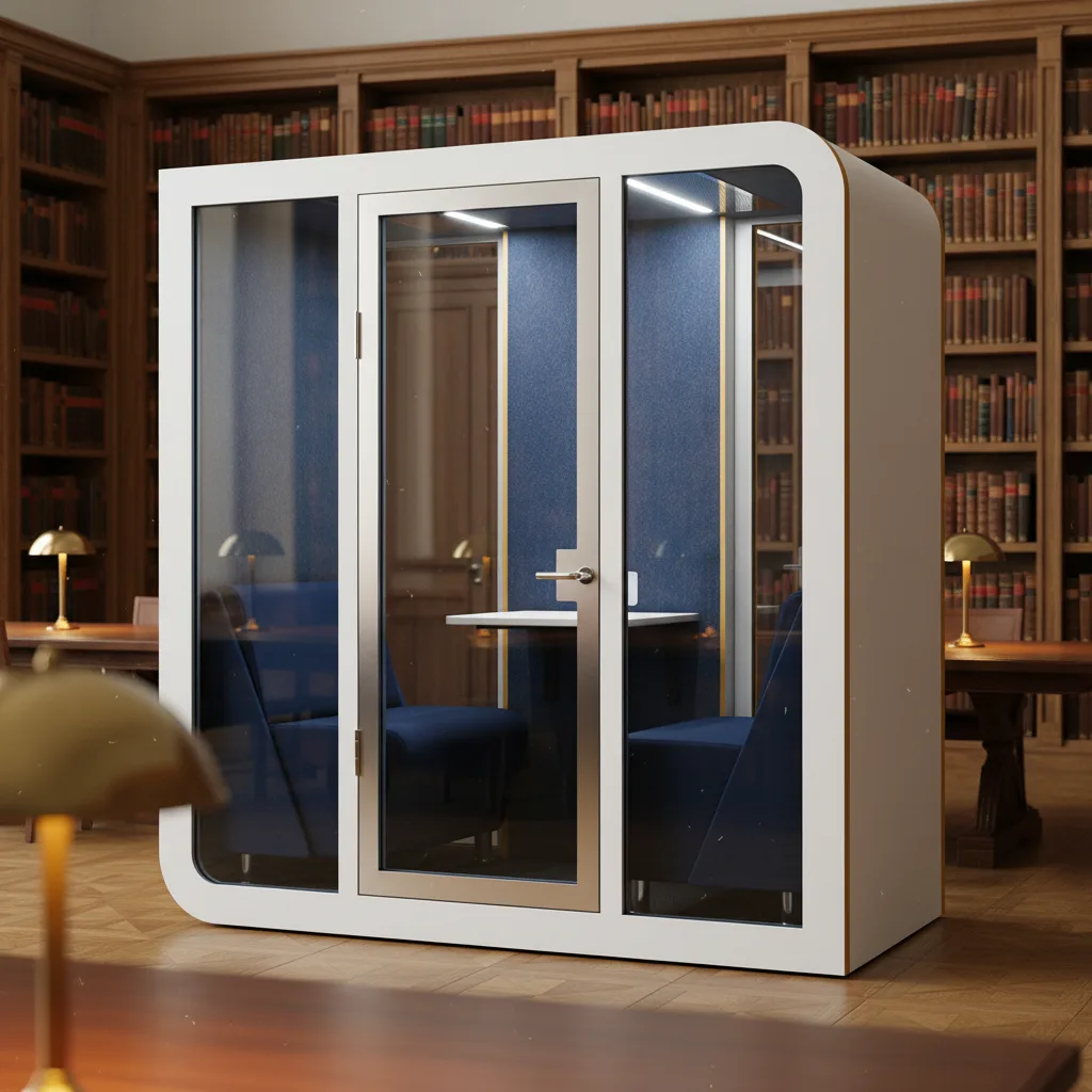 Meetingbox in einer Bibliothek