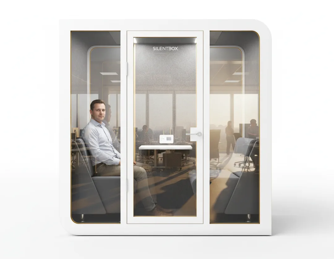 Zwei Personen in einer SilentBox Duet Akustikkabine